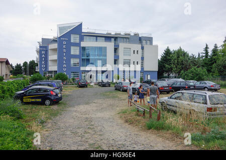 Nessebar, Bulgaria - JUNE 19, 2016: street New Nessebar emerging architecture and leisure travelers and locals people. Stock Photo