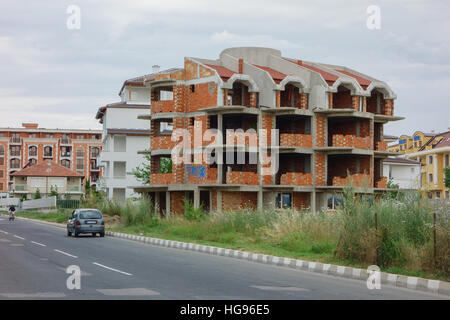 Nessebar, Bulgaria - JUNE 19, 2016: street New Nessebar emerging architecture and leisure travelers and locals people. Stock Photo