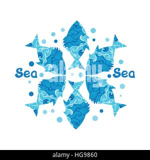 pattern with collection of tropical fish. Stock Vector