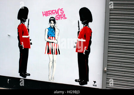Street art in Islington featuring Prince Harry's girlfriend, Meghan Markle Stock Photo