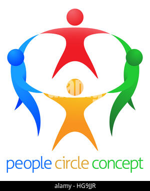 A team of four people in a circle teamwork icon concept Stock Photo