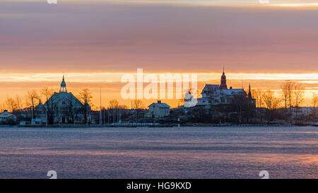 Sunrise view to Luoto Klippan Island Helsinki Harbour Finland Stock Photo