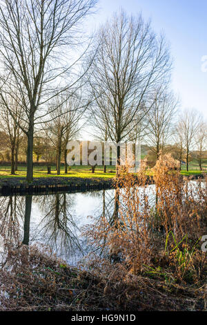 The River Eye in winter near the Cotswold village of Lower Slaughter, Gloucestershire UK Stock Photo