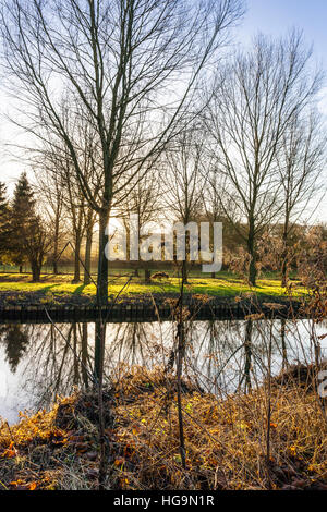 The River Eye in winter near the Cotswold village of Lower Slaughter, Gloucestershire UK Stock Photo