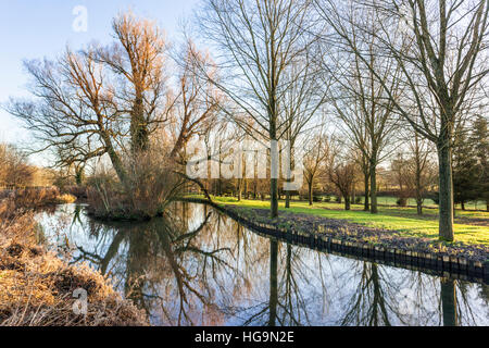 The River Eye in winter near the Cotswold village of Lower Slaughter, Gloucestershire UK Stock Photo