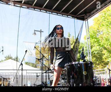 Zoe Kravitz and Lolawolf perform at Day Two of the Budweiser Made In America Festival Stock Photo