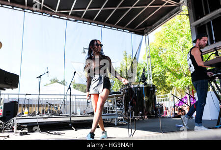 Zoe Kravitz and Lolawolf perform at Day Two of the Budweiser Made In America Festival Stock Photo