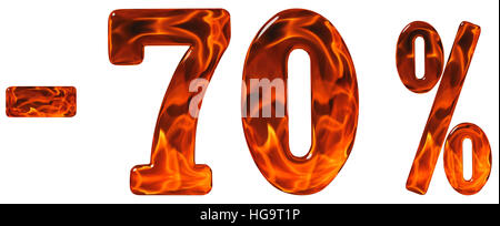 Percent off. Discount. Minus 70, seventy  percent, numerals isolated on white background Stock Photo