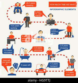 How much time we have. Lifetime elements. Infographic. Vector illustration Stock Photo