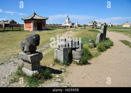 Ancient stone sculptures in Erdene Zuu Monastery Stock Photo