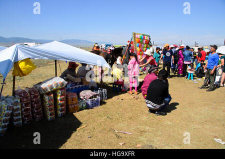 Local stores and games during the Naadam festival, Moron. Stock Photo