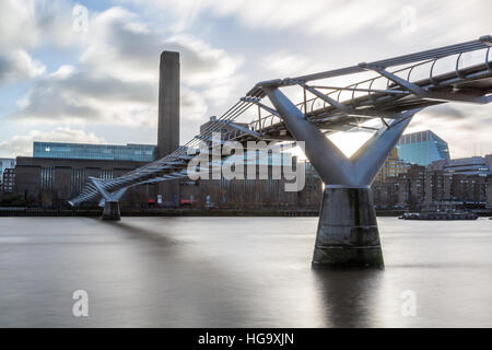 Millennium Bridge and Tate Modern Art Gallery London Stock Photo