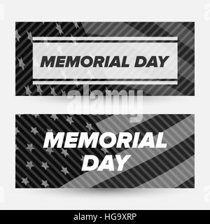 vertical memorial day banner set with usa flag background Stock Vector