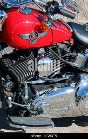 A Harley Davidson Fat Boy motorcycle Stock Photo