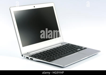 Incredibly elegant metal slimbook isolated on white background Stock Photo