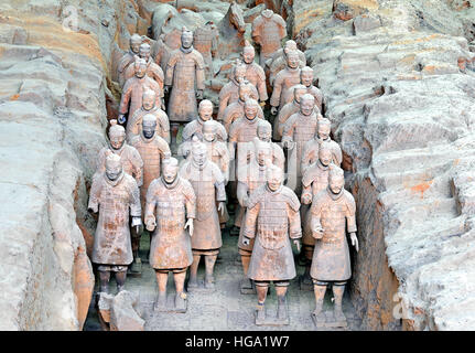 Terracotta warriors,  mausoleum of the First Qin Emperor Qin Shi Huang, Lintong District, Xi'an, Shaanxi province, China Stock Photo