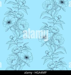 Floral seamless pattern with peonies. Vector illustration. Stock Vector