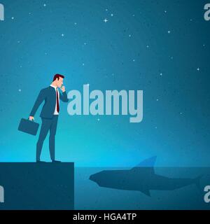 Business concept vector illustration. Trouble, risk, danger, crisis concept. Elements are layered separately in vector file. Stock Vector