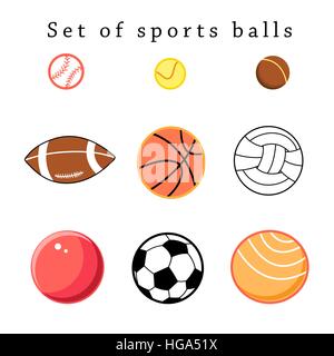 Vector set of sports balls on a white background Stock Vector