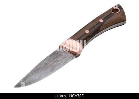 Hand-forged knife isolated on a white background Stock Photo