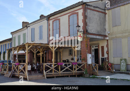 La Taverne d'Artagnan, a restaurant and cafe in Place d'Artagnan, Lupiac, France. Stock Photo