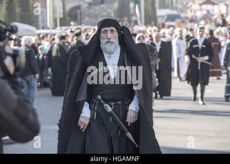 Tbilisi, Georgia. 7th Jan, 2017. People march during "Alilo", a