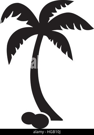 Palm tree with coconuts lying on the ground Stock Vector