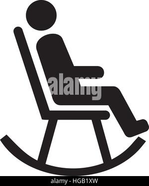 Man in rocking chair pictogram Stock Vector