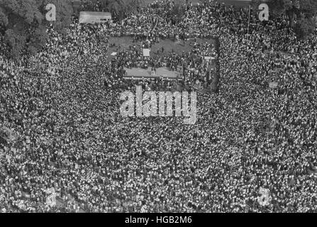 August 28, 1963 - Aerial view of crowd and stage at the March on Washington. Stock Photo
