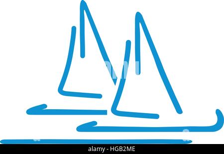 Handdrawn Sailing boats Stock Vector
