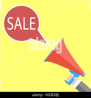 Announcement of sales with megaphone. Sale banner and marketing business, vector illustration Stock Photo