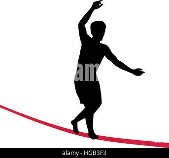 Slackline on red wire Stock Vector