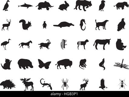 Set of animals silhouettes Stock Vector