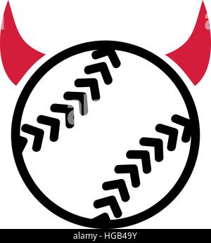 Softball with devil horns Stock Vector