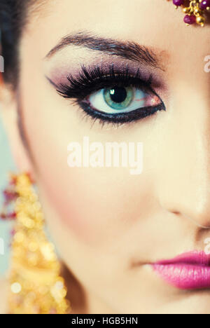 Beautiful Asian bride with blue eyes Stock Photo