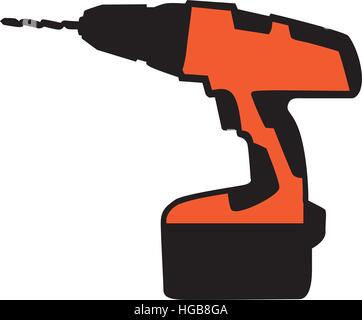 Orange Screwdriver - cordless Stock Vector