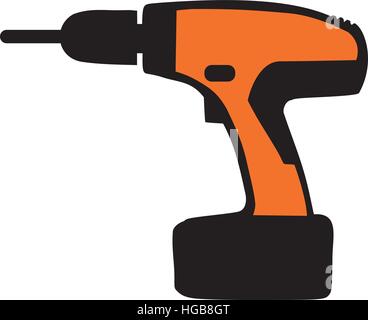 Orange electro screwdriver Stock Vector