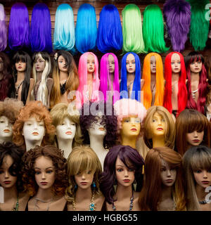 Mannequin Heads Colorful Female Wigs Fake Hair Sold Flea Market