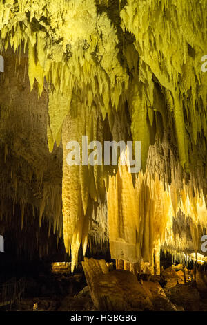 Speleothem formation or cave formation of calcium carbonate in Jewel Cave, Augusta, Western Australia. Stock Photo