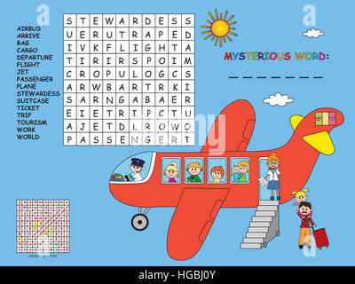 game for children: easy crossword with mysterious word Stock Photo