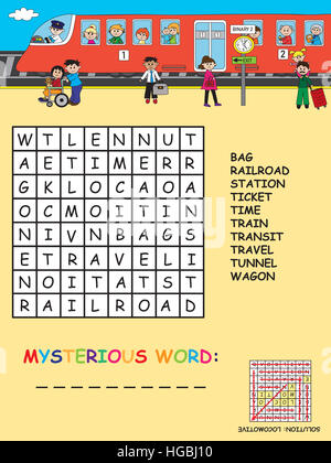 game for children: easy crossword with mysterious word Stock Photo