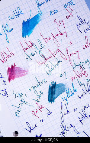 Handwritten scribbling in different fountain ink colours and line ...