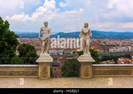 Giardino Bardini with aerial view over Florence, Tuscany, Italy Stock Photo