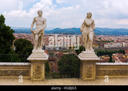 Giardino Bardini with aerial view over Florence, Tuscany, Italy Stock Photo