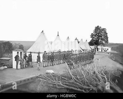 Infantry Company on Parade during the American Civil War. Stock Photo