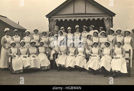 Group portrait of nurses at King George Military Hospital, London, 1915. Stock Photo