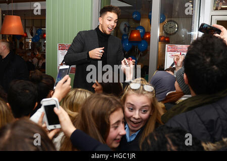 Matt Terry meets fans in his hometown of Bromley  Featuring: Matt Terry Where: Bromley, United Kingdom When: 07 Dec 2016 Stock Photo