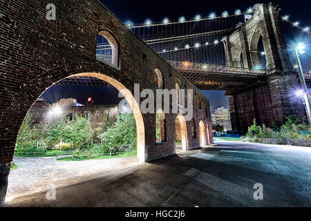 Brooklyn Bridge in New York City in the night Stock Photo