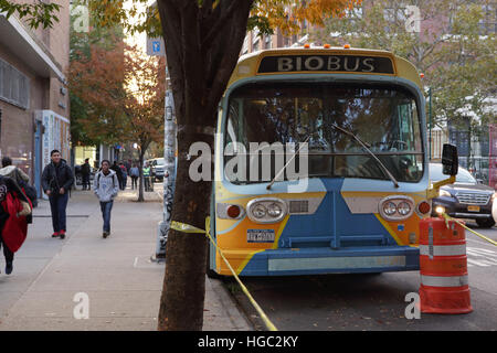 The Biobus parked outside PS 140 Nathan Straus public school on Rivington Street on the Lower East Side of New York Stock Photo