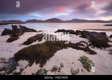 Luskentyre Beach (Traigh Losgaintir)captured at sunset in early November, Stock Photo